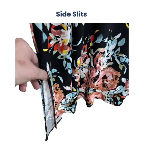 GUC Torrid Open Front Longline Cardigan Sweater/Duster Black Floral Size 2x - Picture 5 of 6